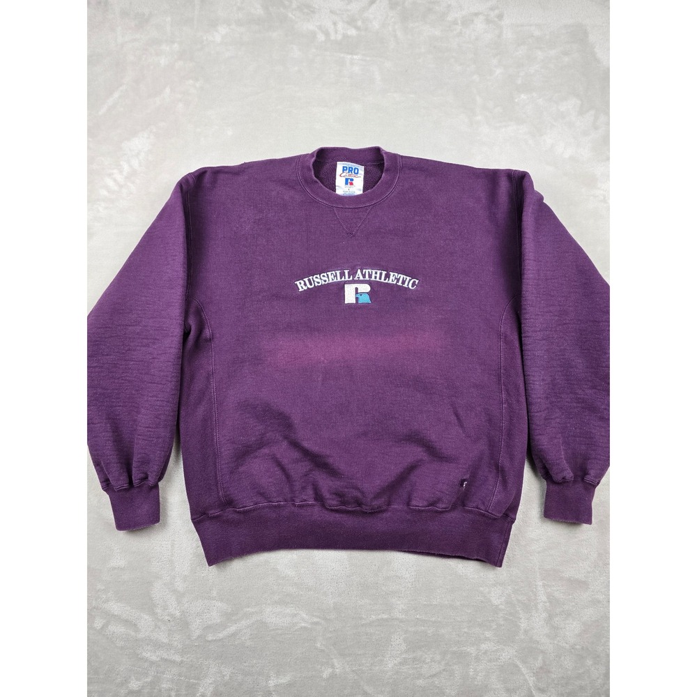 Vintage Russell Athletic Sweatshirt Mens L Purple Heavy Crew USA Made *Read